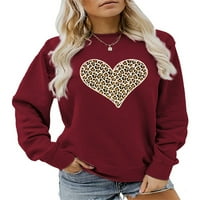 Ženski pulover majica s printom srca majica s okruglim vratom ženski casual topovi jednobojni proizvod dugih rukava