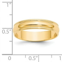 Prirodno zlato karatno žuto zlato lagani polukružni zaručnički prsten Veličina 10