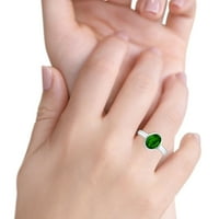 Ovalni prsten s imitacijom zelenog smaragda u srebrnom srebrnom kompletu u obliku okvira u obliku okvira u obliku