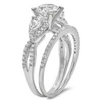 1. dijamant okruglog reza prirodni kultivirani dijamant od 14k bijelog zlata, 14k zaručnički prsten za vjenčanje,