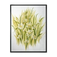 DesignArt 'Sažetak cvjetova bijelih livada' tradicionalno uokvireno platno zidne umjetničke tiska