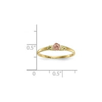 10K čvrsti prsten od žutog zlata s trobojnom ružom, veličina 9