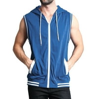 Muška majica bez rukava za vježbanje, ležerna proljetna ljetna majica bez rukava s kapuljačom i džepovima, veličina,Plava
