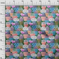 Jednobojna poliesterska tkanina u zelenoj boji, biljke Kaktusa s cvijećem, zanatski projekti, otisci tkanine širine