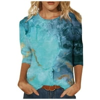 ; / Ženske jesenske majice s rukavima s printom tunika vrhovi okruglog vrata modna široka bluza majica srednje