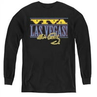 Trevco ELV133-YL - Omladinska majica dugi rukav Elvis Presley & Viva Las Vegas, crna - Velika veličina