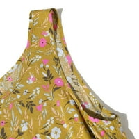 Shiusina žene plus veličina ležerna labava cvjetna lanena lanena boja dugačka maxi haljina žuta 4xl