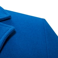 Zimske plave jakne za muškarce, Muška ležerna topla obična jakna s ovratnikom s dugim rukavima, kaput s džepovima