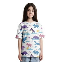 Majice za dječake i djevojčice s okruglim vratom i kratkim rukavima dinosaura, ljetni vrhovi za djecu