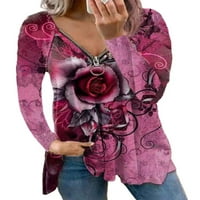 & Ženska vanjska majica s cvjetnim printom odjeća za slobodno vrijeme majica s krilnim printom casual tunika bluza