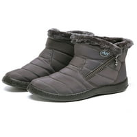 Modne zimske čizme za gležnjeve s plišanom podstavom, ženske zimske tople vodootporne ravne cipele