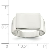 Prsten s pečatom od bijelog srebra od 11 mm sa zatvorenom stražnjom stranom