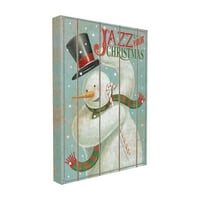 Stupell Home Decor Collection Holiday Vintage izgled Music Jazz Up Vaš božićni snjegović predimenzioniran rastegnuto
