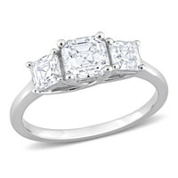 Ženski zaručnički prsten od sterling srebra s Moissanitom od 3 kamena od 1 karatnog bijelog srebrnog prstena od