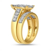 10k žuto zlato zauvijek mladenka 1CTTW zaručnički prsten od kruške klastera