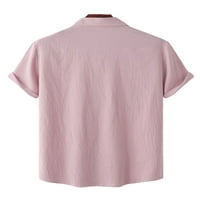 Muška majica s kratkim rukavima, majice s reverom, bluza s ovratnikom, ljetna majica u ružičastoj boji od 3 inča