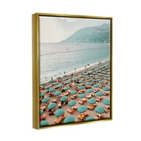 Stupell Beach kišobrani obalni odmor krajolik Fotografija Zlatni plutač uokviren umjetnički print zid umjetnost