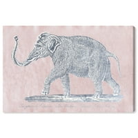 Avenue Avenue životinje zidne umjetničke platnene otiske slon starijeg papira ružičasto zoološki vrh i divlje