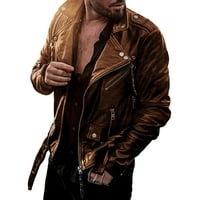 Muška flanelska jakna od poliesterske košulje, donje jakne srednje duljine s kapuljačom za muškarce u smeđoj boji;
