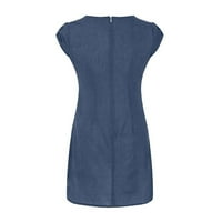 Twifer casual haljine za žene žene ležerna solidna haljina džepni gumb kratki rukavi okrugli vrat labava mini