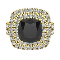 Dijamantni zaručnički prstenovi s dvostrukim oreolom u crnom dijamantnom rezu s jastučićima za žene u 14k zlatu