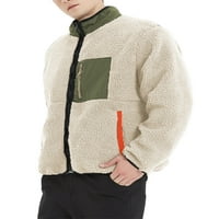 Muška jakna od ovčjeg flisa u kontrastnoj boji, ležerna široka topla jakna s patentnim zatvaračem dugih rukava,
