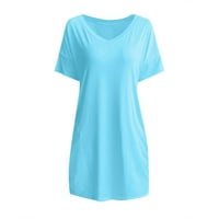 Ženske haljine ljetna ležerna kratka haljina s rukavima T-dekoltea Ženska košulja s izrezom u obliku slova U i