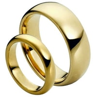 Odgovarajući muški i ženski pozlaćeni klasični zaručnički prstenovi od volframovog karbida u obliku kupole