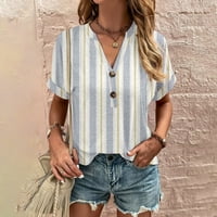 Ženske majice, bluza s kratkim rukavima s printom, Ležerne ženske ljetne majice s izrezom u obliku slova U, košulje
