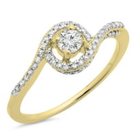 Kolekcija DazzlingRock 0. Carat 14K okrugli dijamantni dame vrtloge zaručnički zaručnički prsten CT, žuto zlato,