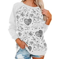 Ženske majice s grafičkim printom u obliku srca u proljeće / jesen pulover s okruglim vratom dugih rukava Majice