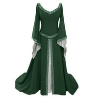 Haljina za žene, ženska modna haljina bez rukava s čipkastim šavom i printom, zelena 3 inča