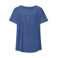 Womens Henley majice Čvrsta boja gumba kratkih rukava Down Prevelike košulje za žene casual labave fit bluza