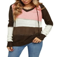 Ženski pulover s kapuljačom u boji, džemperi, kapuljače s kravatom, lagani puloveri, dukserice Plus veličine
