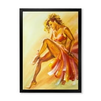 Dizajnerska umjetnost plesačica flamenka toplih boja, uokvireni moderni umjetnički tisak