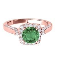 Dijamantni i smaragdni prsten od 1. Ct. 14k ružičastog zlata