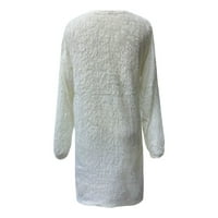 Suknje za žene elegantne minidresses zimske pletene Ležerne majice dugih rukava Vintage haljina, bijeli džemper