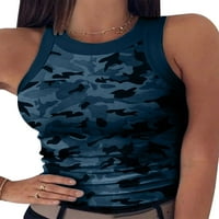 Ženski rastezljivi prsluk bez rukava s maskirnim printom Majica Bez rukava ljetna majica bluza