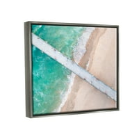 Zračna oceanska plaža most obalna fotografija luster siva uokvirena umjetnička print zidna umjetnost