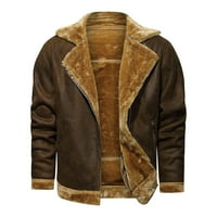 Muška jesensko-zimska moda ležerna jednobojna s džepovima teški kaput smeđa kožna jakna u boji ae