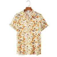 & Univerzalna modna popularna ljetna majica kratkih rukava ležerna muška majica sa stojećim ovratnikom zlatna