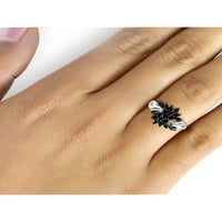 Jewelersclub 0. Sterling Silver 1. Carat Crni dijamantni prsten za žene