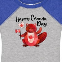 Smiješno tijelo Sretan Dan Kanade, slatka crvenokosa dabar s kanadskom zastavom kao poklon za dječaka ili djevojčicu