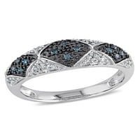 Carat T.W. Plavo -bijeli dijamantni srebrni prsten
