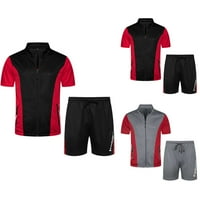 Ljetni Setovi za muškarce, Muška majica kratkih rukava, modni ljetni trenerke, casual set, crvena 5 inča