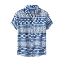 Muška karirana gumba dolje košulja vintage print kratki rukavi plaža tropske majice aloha košulje casual havajske