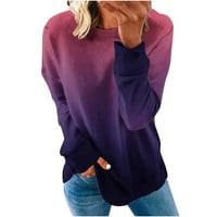 Hueook duksevi za žene plus modni print modni print šareni okrugli vrat pulover dugi rukavi ležerni džemper bluze