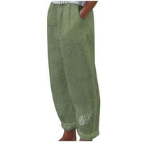 CacomMark Pi ženske hlače plus Veličina Očišćenja Žene Ljeto ležerno labavo pamučno laneno džepne hlače vojske