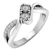Kolekcija 0. Zaručnički prsten od bijelog dijamanta od 10 karata, Bijelo zlato, veličina 5,5