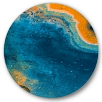 DesignArt 'Sažetak mramornog kompozicije u narančastoj i plavoj V' Moderni krug metalni zid - disk od 29
